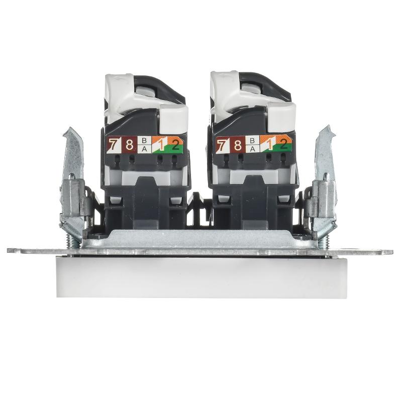 BRITE Розетка компьютерная двойная кат.5E RJ45 РК10-2-БрАБ арктический белый  | BR-K20-1-K91 | IEK — миниатюра 5