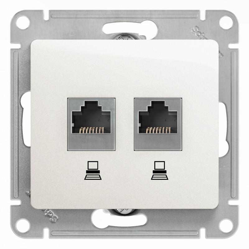 Glossa Перламутр Розетка 2-ая компьютерная RJ45+RJ45, кат.5E | GSL000685KK | SE — Systeme Electric