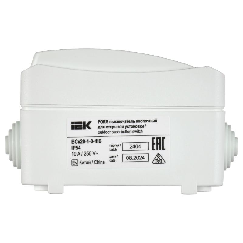 FORS Выключатель кнопочный О/У IP54 ВСк20-1-0-ФБ Белый | EVS13-K01-10-54-DC | IEK — миниатюра 4