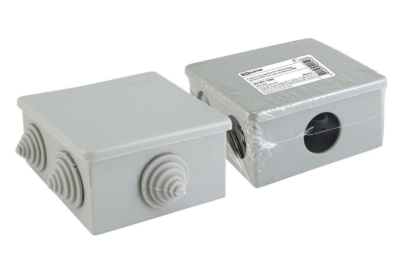 Коробка распределительная о/п 80х80х40мм, крышка, IP44, 6 вх. инд. штрихкод | SQ1401-1235 | TDM — фото 1 | Sento