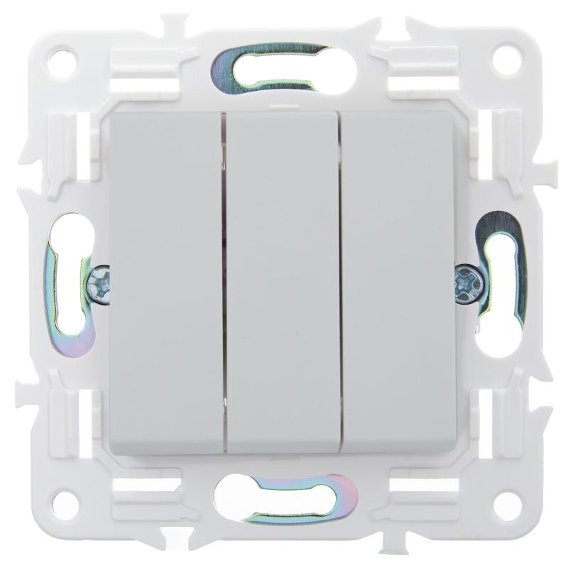 SKANDY Выключатель 3-клавишный 10А SK-V11W арктический белый | SK-V30-0-10-K01 | IEK — миниатюра 2