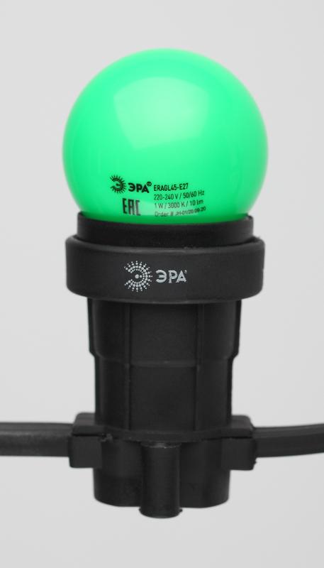 Лампы cветодиодные ERAGL45-E27 LED Р45-1W-E27 (диод. шар, зел., 4SMD, 1W, E27, для белт-лайт) (10/100/6000) | Б0049574 | ЭРА — миниатюра 5