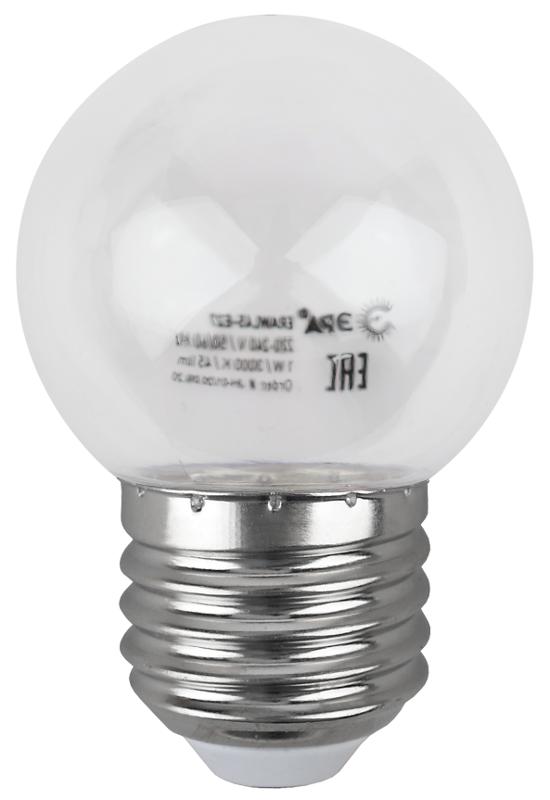 Лампы cветодиодные ERAWL45-E27 LED P45-1W-Е27 (диод. шар, прозр., 4SMD, 1W, E27, для белт-лайт) (10/100/6000) | Б0049572 | ЭРА — миниатюра 3