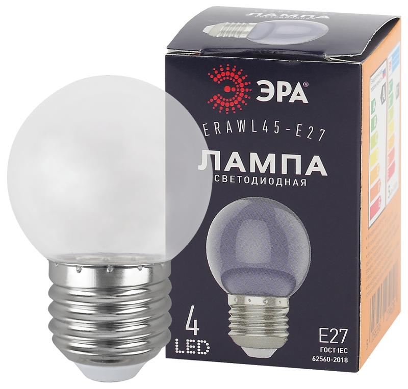 Лампы cветодиодные ERAWL45-E27 LED P45-1W-Е27 (диод. шар, прозр., 4SMD, 1W, E27, для белт-лайт) (10/100/6000) | Б0049572 | ЭРА — миниатюра 5