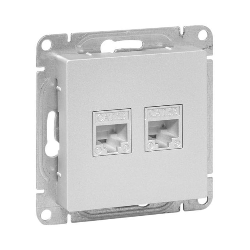 Механизм розетки RJ45 - 2шт, (cat5), алюминий Эпика EKF | UP1-SOA-2RJ45-5 | EKF — EKF