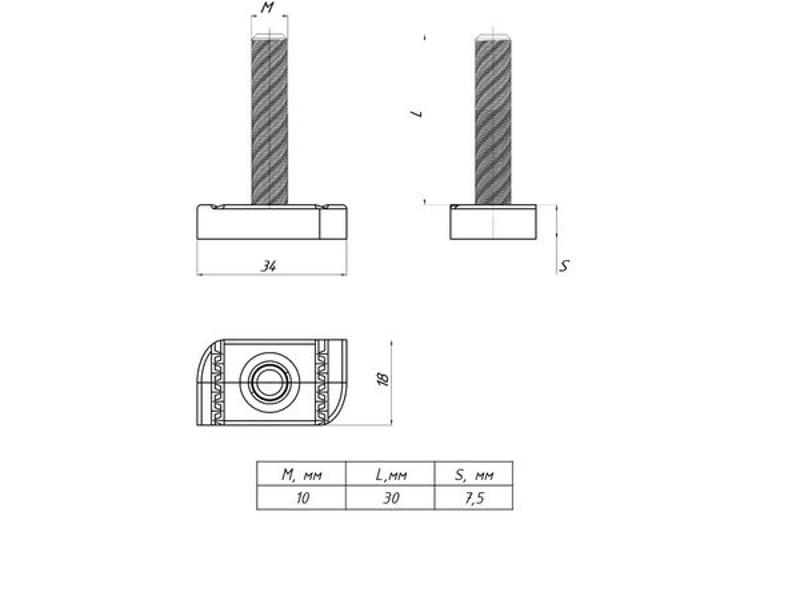 Болт STRUT-Т-болт М10х30 | sttbm10x30 | EKF — миниатюра 3