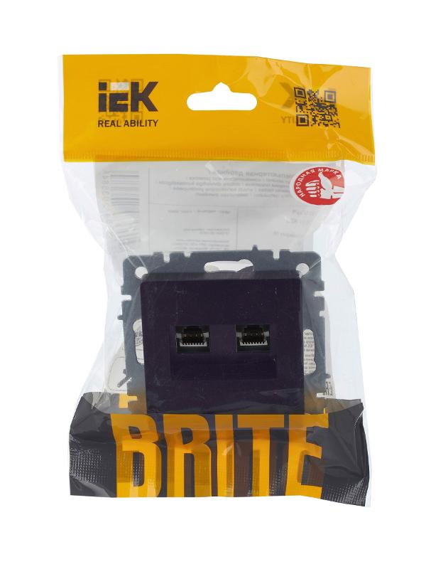BRITE Розетка компьютерная 2-ая RJ45 кат.5E РК10-2-БрЧ черный | BR-K20-1-K02 | IEK — миниатюра 16