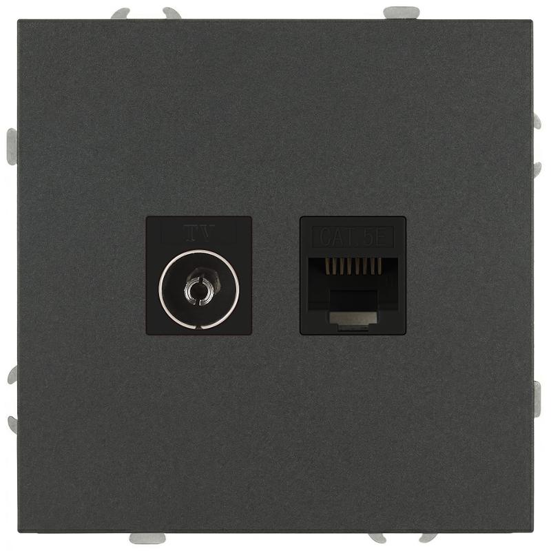 Розетка Galaxy 15-3110-06 комбинированная RJ45+TV IP20 графит | Б0070786 | ЭРА — ЭРА (Энергия света)