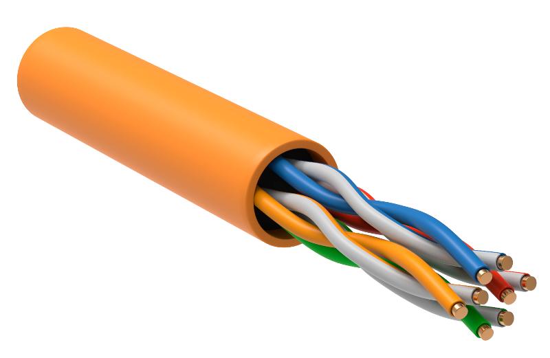 Кабель связи витая пара U/UTP, кат.5E 4x2х24AWG solid, LSZH, 305м, оранжевый | LC1-C5E04-127 | ITK — ITK