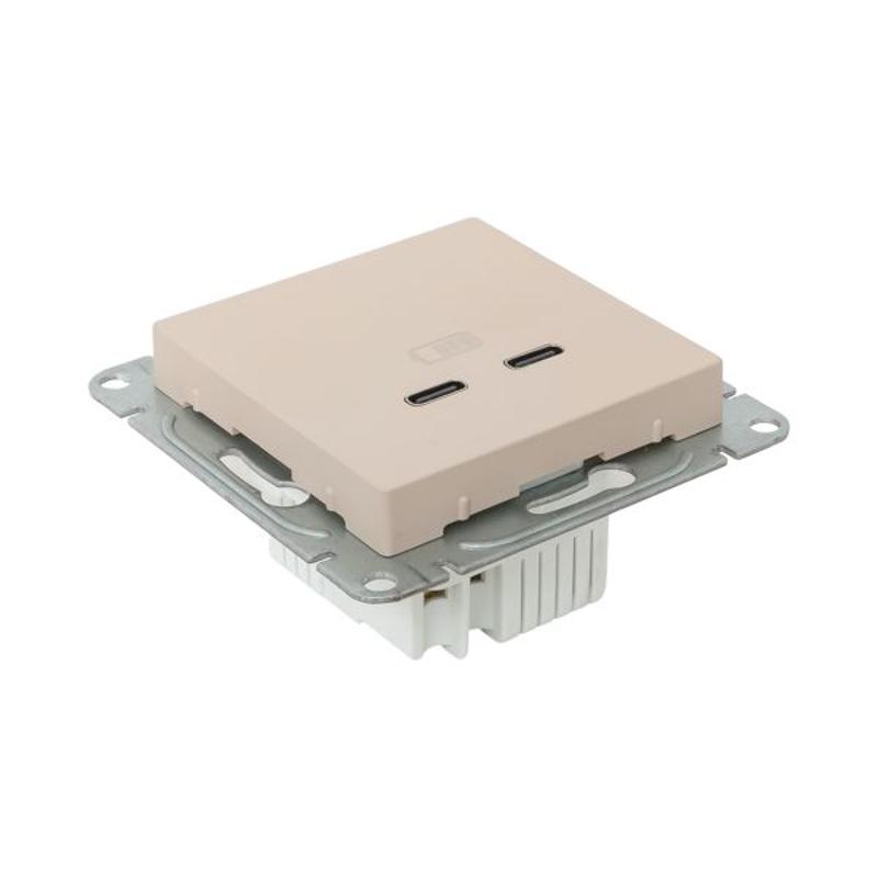 Механизм розетки USB-C - 2шт, кремовый Эпика  |UP1-SOI-2USBC| EKF — миниатюра 10