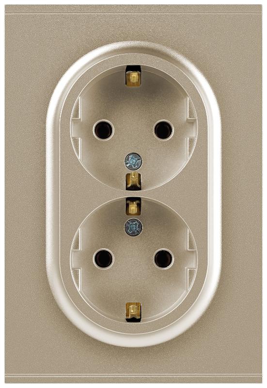 Розетка Arktik 16-2104-04 двойная с заземлением 2X2P+E Schuko 16А-250В шампань | Б0070447 | ЭРА — ЭРА (Энергия света)