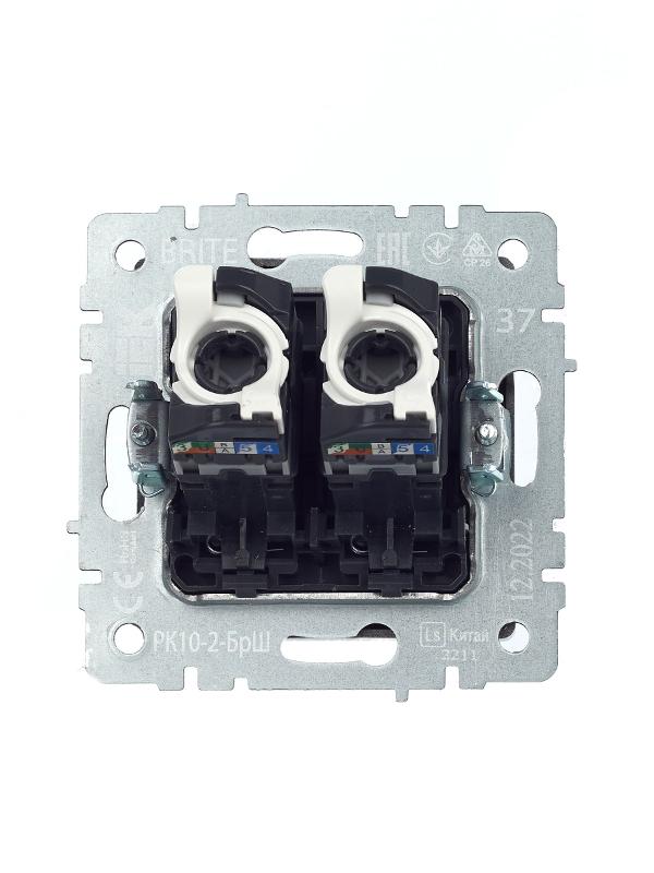 BRITE Розетка компьютерная 2-ая RJ45 кат.5E РК10-2-БрШ шампань | BR-K20-1-K37 | IEK — миниатюра 4