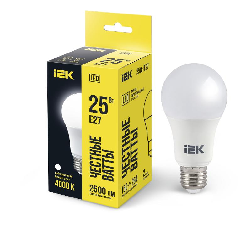 Лампа светодиодная LED A80 груша 25Вт 230В 4000К E27 | LLE-A80-25-230-40-E27 | IEK — IEK (ИЭК)