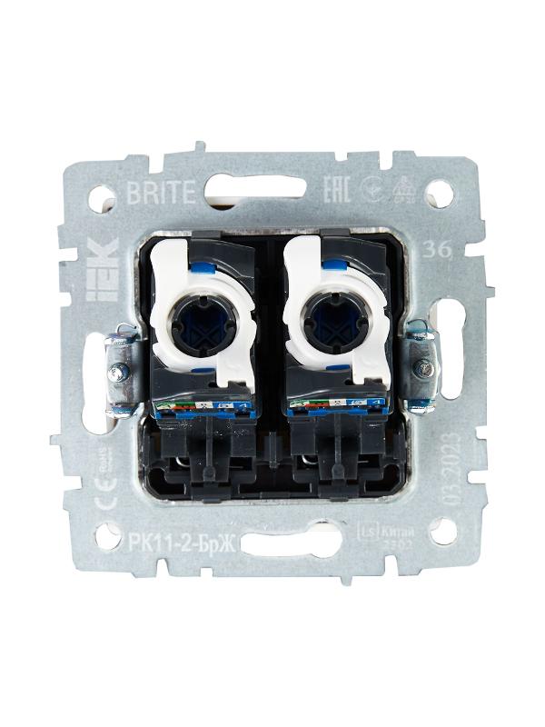 BRITE Розетка компьютерная 2-ая RJ45 кат.6 РК11-2-БрЖ жемчуг | BR-K20-2-K36 | IEK — миниатюра 4