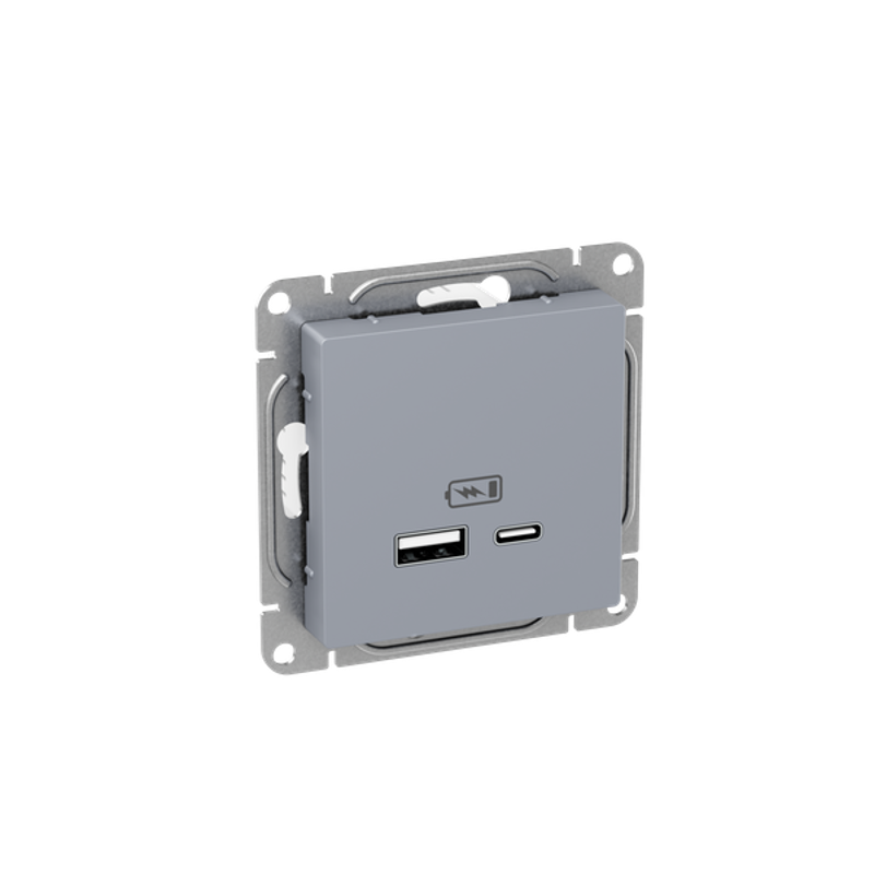 Механизм розетки USB-A+С, алюминий Эпика EKF | UP1-SOA-USBA+USBC | EKF — миниатюра 2