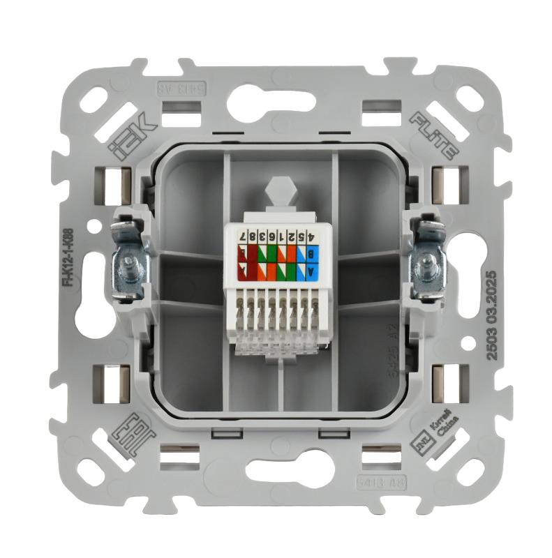 FLITE Розетка компьютерная RJ45 кат.5Е UTP РК5е-1-0-ФлЛ льняной | FI-K12-1-K88 | IEK — миниатюра 3