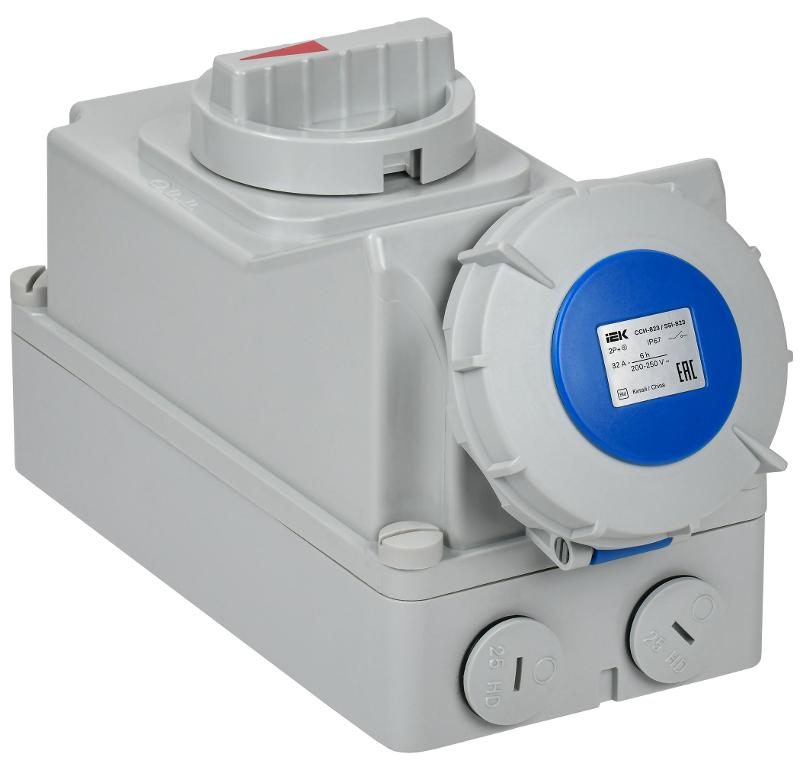 Розетка с механической блокировкой ССИ-823 32А-6ч 220В 2P+PE IP67 | PSR11-032-3-5-67 | IEK — IEK (ИЭК)