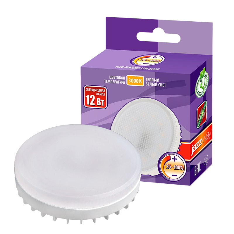 Лампа светодиодная PLED- DIM GX53 12w 3000K | .5018396 | Jazzway — миниатюра 3