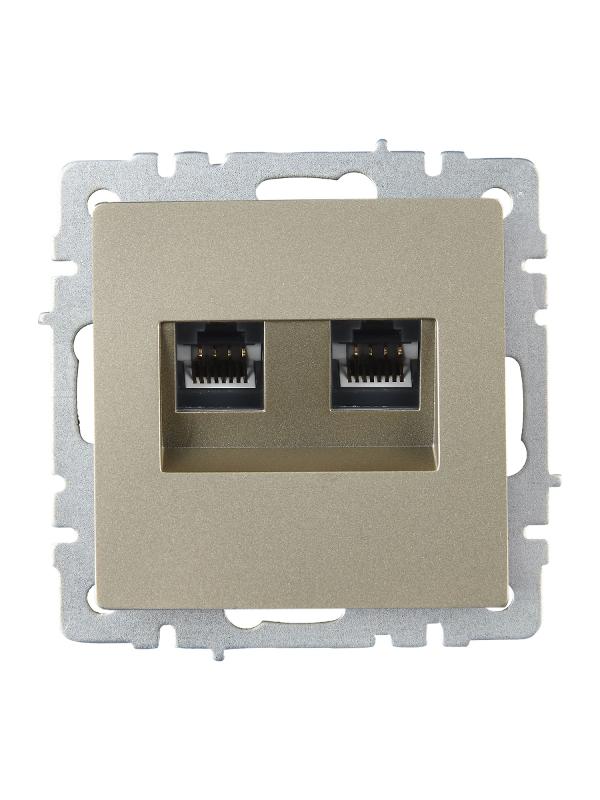 BRITE Розетка двойная RJ11+RJ45 кат.5E РК/Т12-БрШ шампань | BR-KT20-O-1-K37 | IEK — миниатюра 2