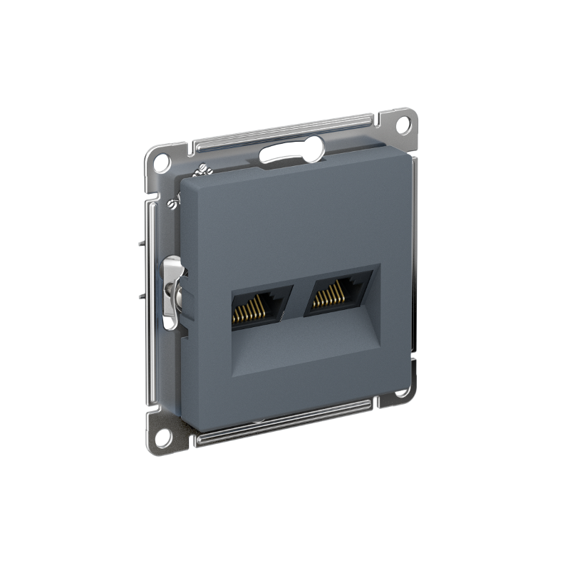 ATLASDESIGN РОЗЕТКА двойная компьютерная RJ45+RJ45 кат. 6А, механизм, ГРИФЕЛЬ | ATN000788 | SE — Systeme Electric
