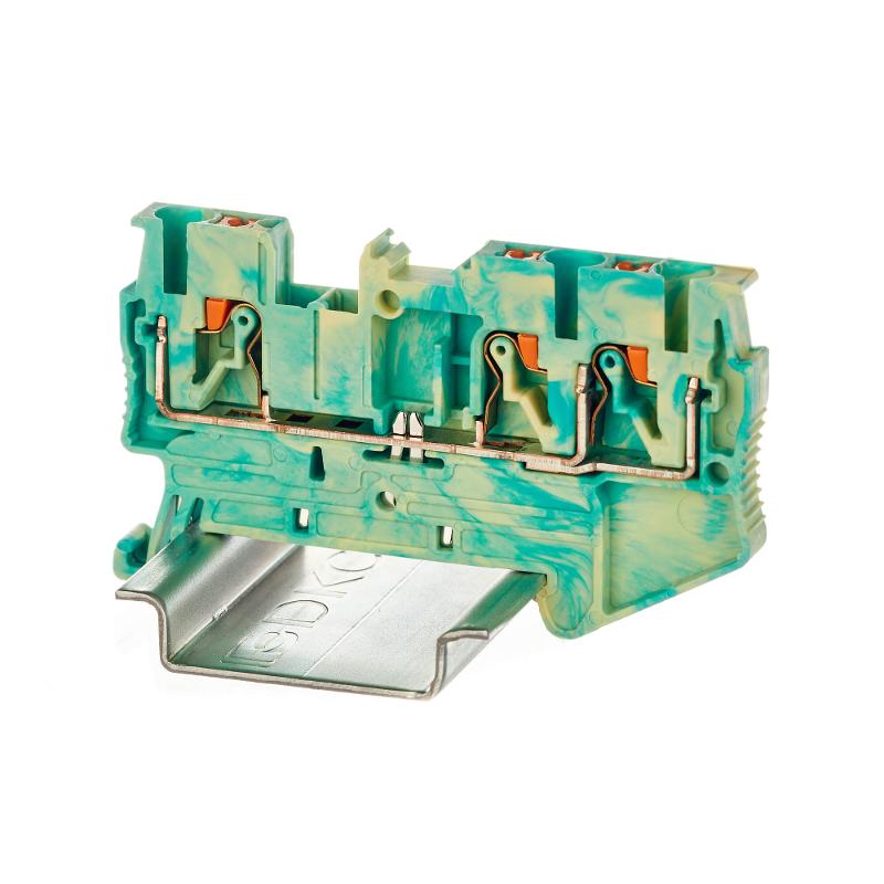 Клемма заземления, зажим push-in, 3 точки подключения, 2.5 кв.мм | VPR-2.5-TWIN-PE-YG | DKC — DKC (ДКС)
