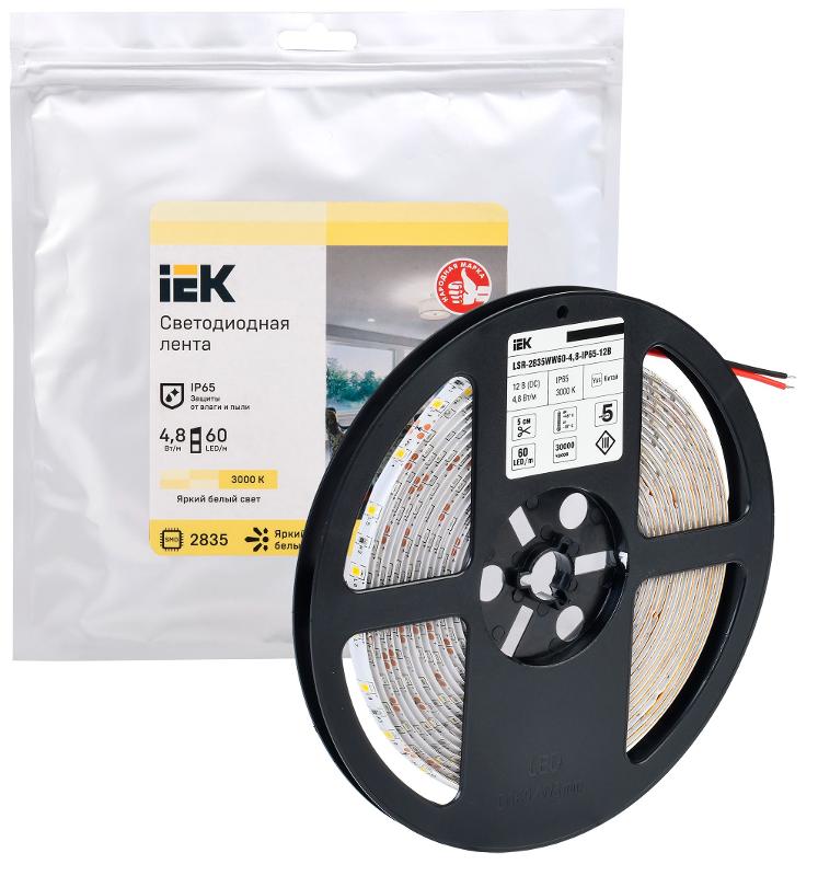 Лента светодиодная 5м LSR-2835WW60-4,8-IP65-12В | LSR1-1-060-65-3-05 | IEK — миниатюра 2
