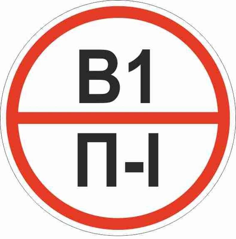 Знак "Категории помещения по взрывопожарной и пожарной опасности В1 П-I" 200х200 мм | pn-b1-p-l | EKF — EKF