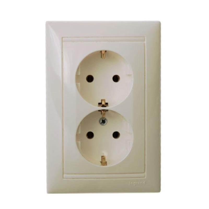 Valena DIY Розетка двойная с заземлением слоновая кость — миниатюра 2