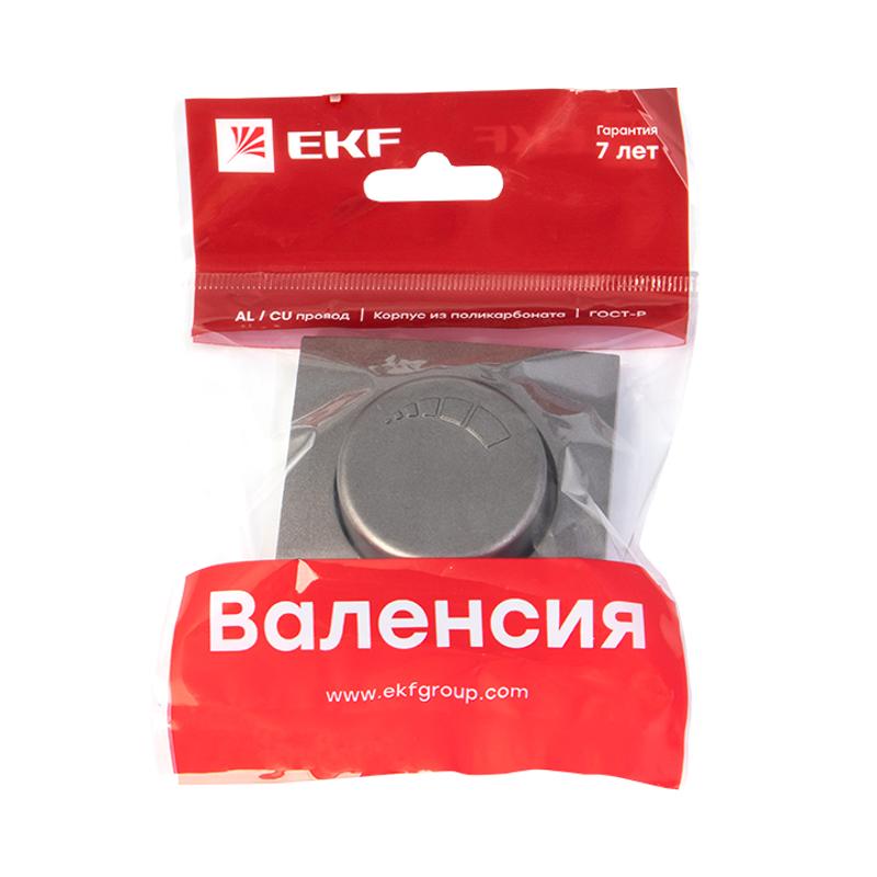 Валенсия лицевая панель светорегулятора 600W 220В графит EKF PROxima |  ESD06-L-101-60 |  EKF — миниатюра 2