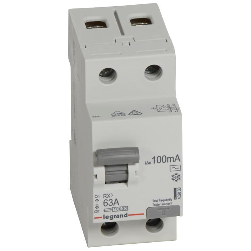 Выключатель дифференциальный (УЗО) RX3 2п 63А 100мА тип AC | 402030 | Legrand — Legrand