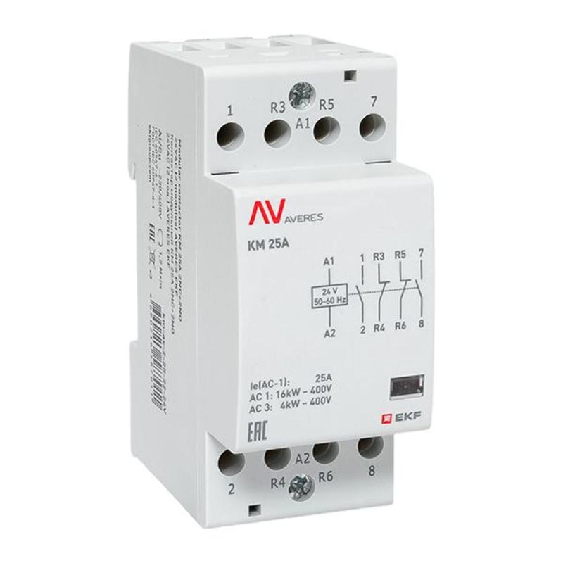 Контактор модульный КМ 25А 2NC+2NO 24VAC (2 мод.) AVERES | km-av-2-25-22-24V | EKF — EKF