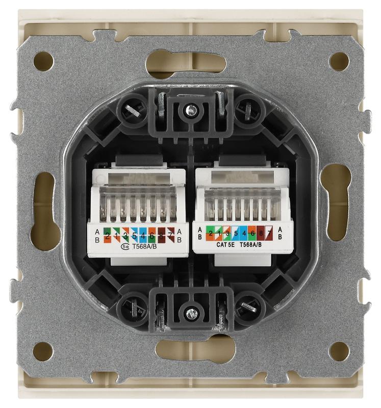 Розетка Arktik 16-3108-04 информационная двойная 2XRJ45 шампань | Б0070487 | ЭРА — миниатюра 4