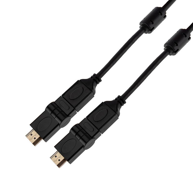 Шнур HDMI - HDMI с фильтрами, длина 2 метра, угловой 360° (GOLD) (PVC пакет) | 17-6204-3 | REXANT — REXANT