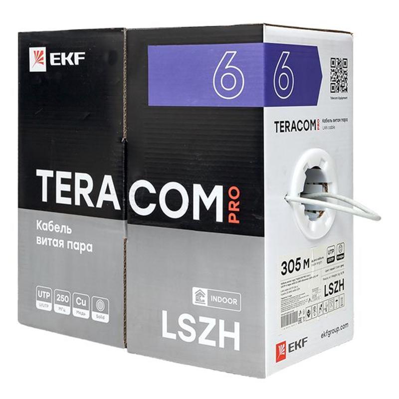 Кабель витая пара TERACOM PRO Cat.6 U/UTP 4 пары solid 23AWG нг(А)-HF серый упак. 305м | TRP-6UTP-04LSH-GY-IN3 | EKF — миниатюра 11