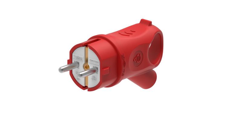 Вилка 2К+З угловая каучуковая 16А/250В IP44 Красная MultiSet | MST1402RD | SE — Systeme Electric