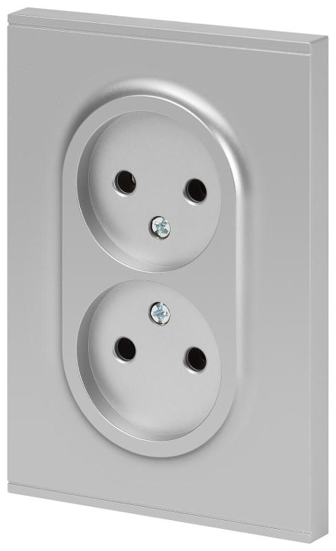 Розетка Arktik 16-2107-03 без заземления двойная 2X2P 16А-250В алюминий | Б0071683 | ЭРА — миниатюра 3