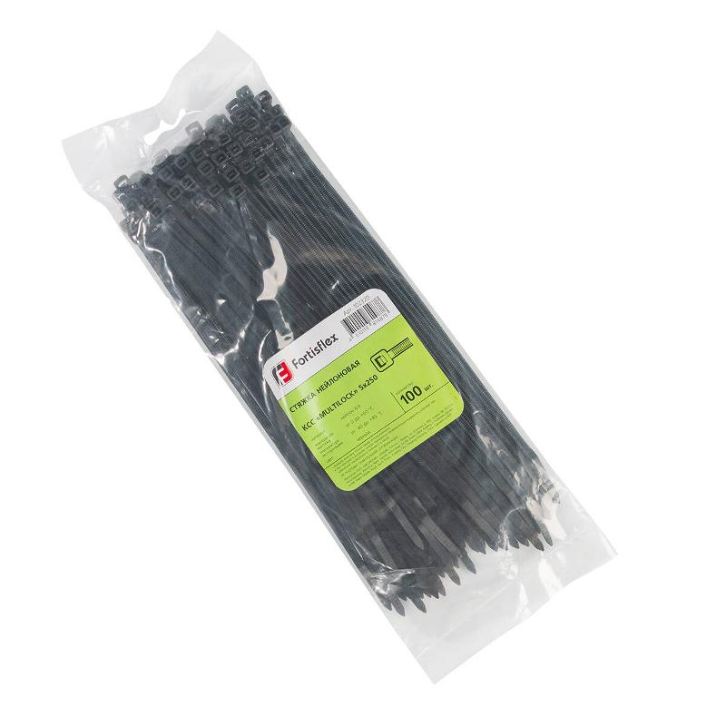 Стяжка нейлоновая КСС «MULTILOCK» 5х250 (черн) (100шт) | 102320 | Fortisflex — Fortisflex