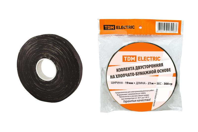 Изолента ХБ 19мм*21м двусторонняя (300 г) | SQ0526-0502 | TDM — TDM ELECTRIC