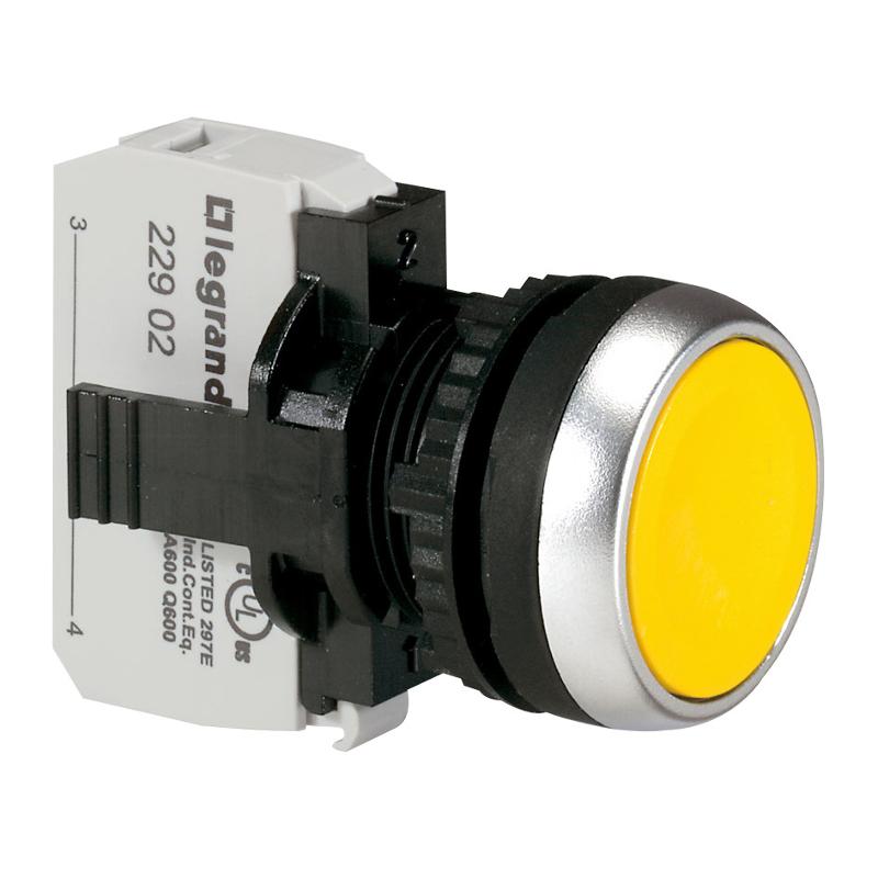 Кнопка с потайным толкателем - Osmoz - в сборе - IP 66 - желтый | 023704 | Legrand — Legrand