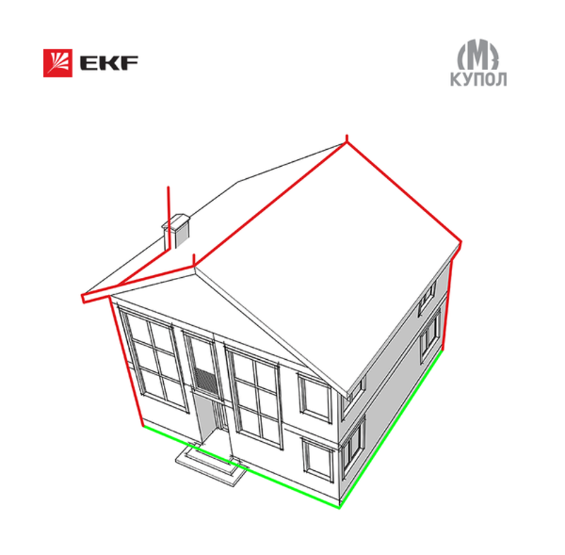 Комплект молниезащиты частного дома габ. 8х8м PROxima| lp-8x8 | EKF — фото 1 | Sento
