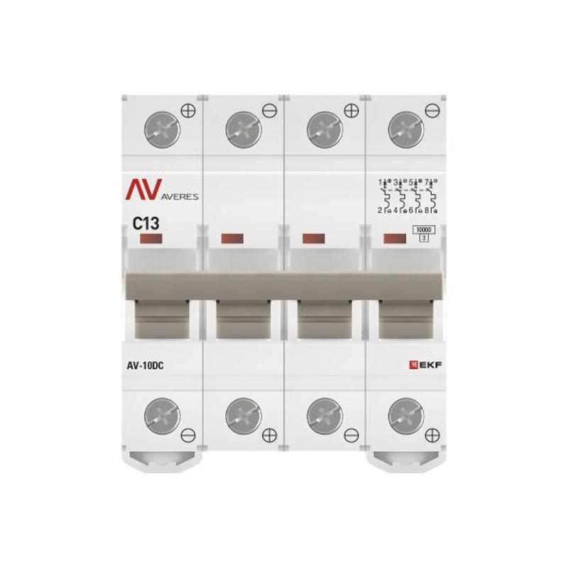 Выключатель автоматический AV-10 DC 4P 13A (C) 10kA  AVERES |mcb10-DC-4-13C-av| EKF — миниатюра 13
