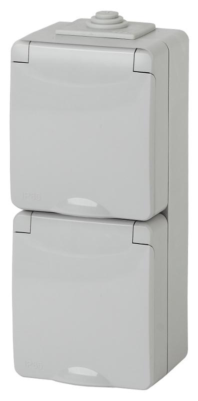 Розетка 2-ая с заземлением верт. IP65, шторки, 16A-250В, ОУ, 11-2608-03 Серый | Б0036003 | ЭРА — фото 1 | Sento