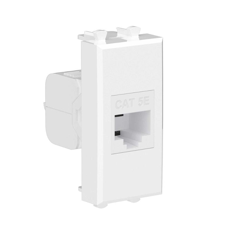 Компьютерная розетка RJ-45 без шторки модульная, кат.5е, "Avanti", "Белое облако", 1 модуль | 4400661 | DKC — миниатюра 2