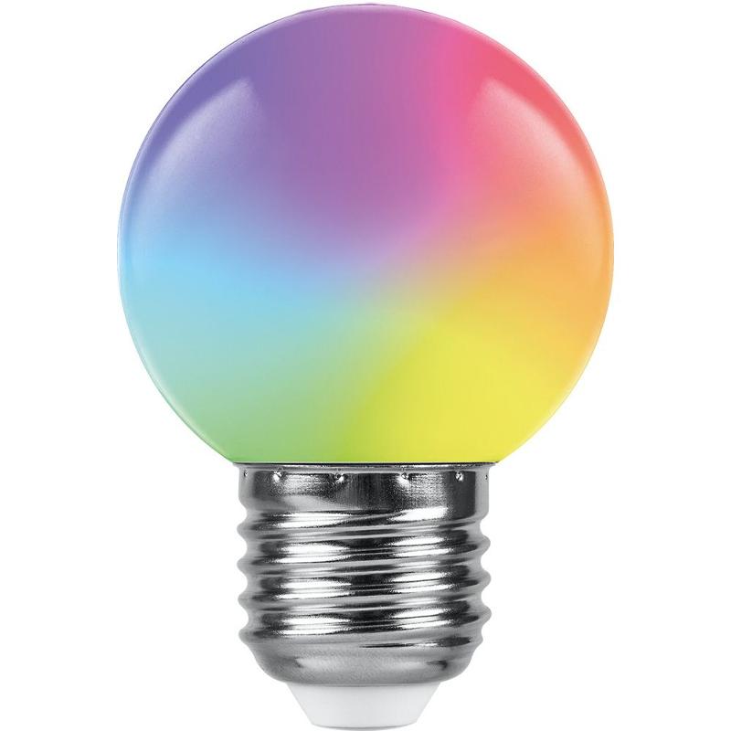 Лампа светодиодная LB-37 (1W) 230V E27 RGB для белт лайта G45 матовый плавная сменая цвета | 38116 | Feron — миниатюра 2