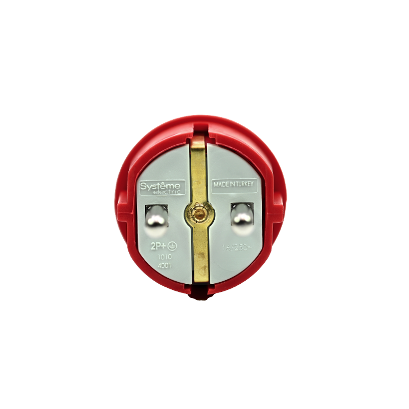 Вилка 2К+З прямая каучуковая 16А/250В IP44 Красная MultiSet | MST4401RD | SE — миниатюра 2