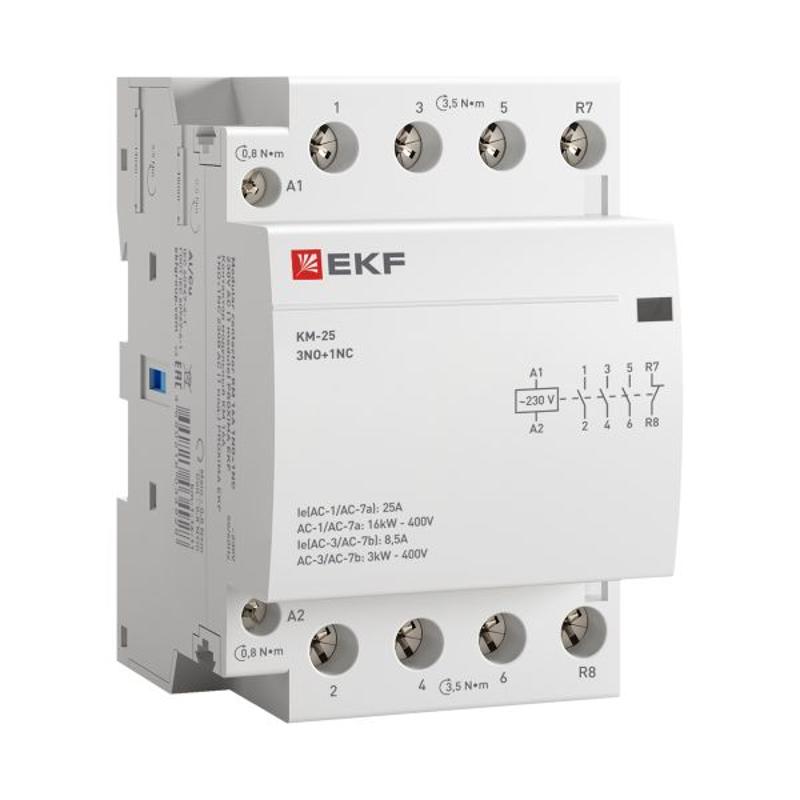 Контактор модульный КМ 25А 3NО+NC (3 мод.) EKF PROxima | km-3-25-31 | EKF — миниатюра 16