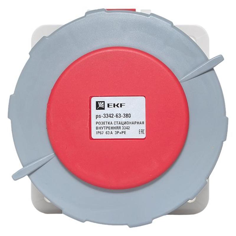 Розетка стационарная внутренняя 3342 3Р+РЕ 63А 380В IP67 EKF PROxima | ps-3342-63-380 | EKF — миниатюра 12