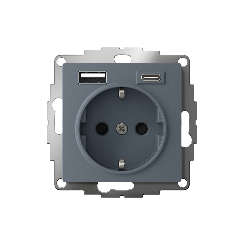 AtlasDesign Розетка 16А c 2 USB A+C, 5В/2,4А/3,0А, 2х5В/1,5А, механизм, Грифель | ATN000732 | SE — миниатюра 2