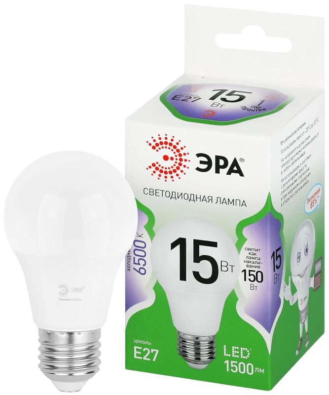Лампа светодиодная  GREEN LINE LED A60-15W-865-E27 GL E27 15 Вт груша холодный свет | Б0067098 | ЭРА — ЭРА (Энергия света)