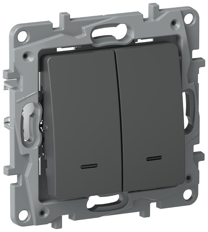 IEKETIKA Перекл. 2кл подсв. 6/2L 10АХ б/к 6712161 графит | 6712161 | IEK — IEK (ИЭК)